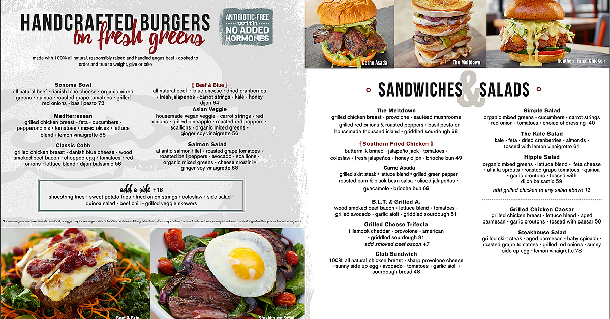 The counter custom burgers menu 2