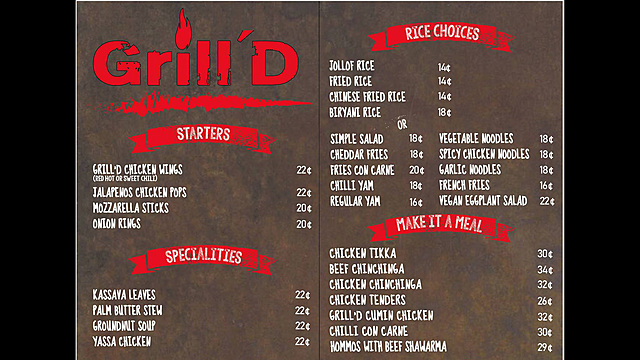 Grilld menu