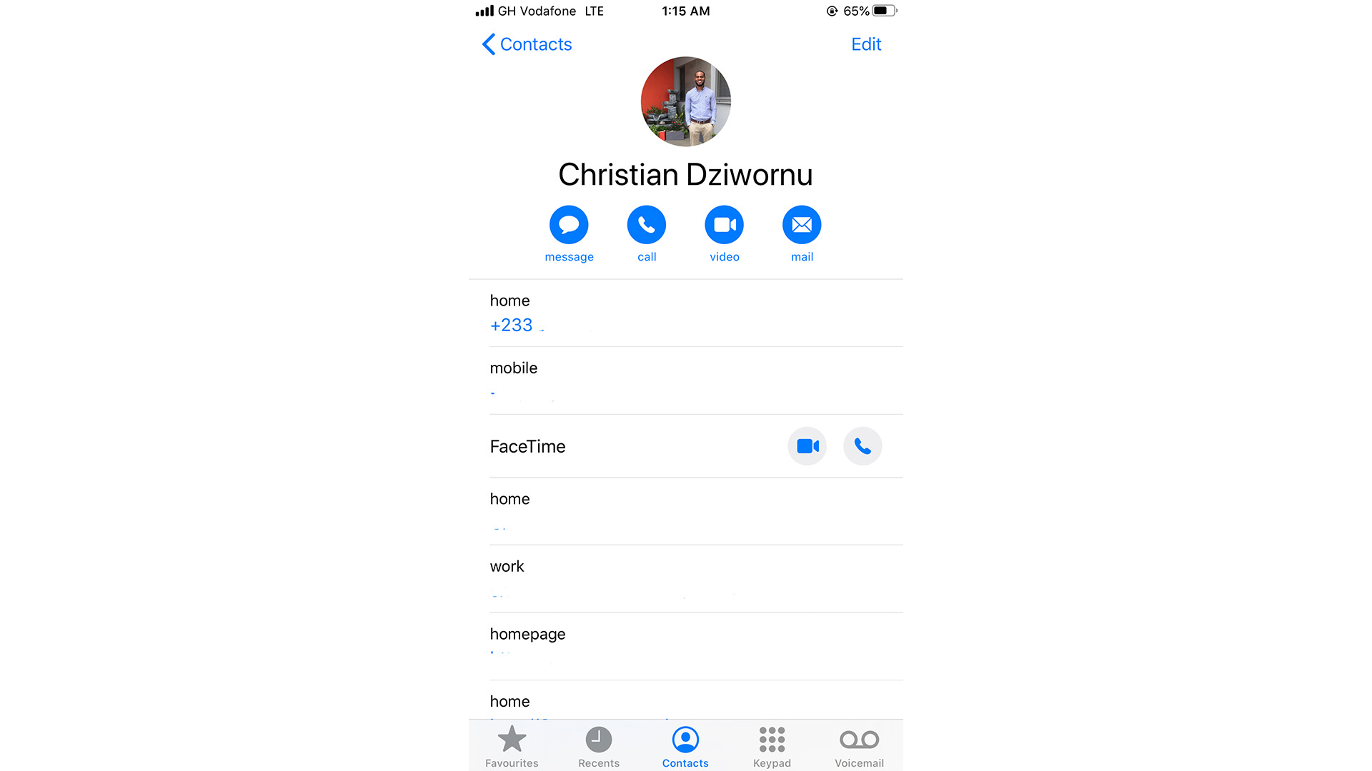 Find your phone number in iPhone Contacts